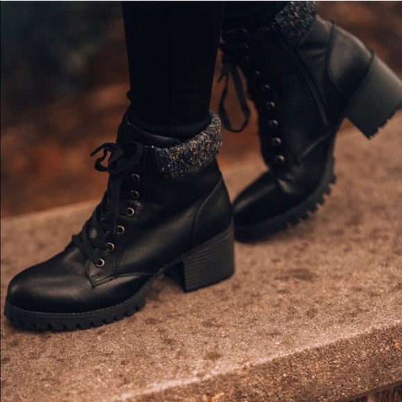 knit cuff combat boots